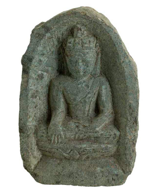 Statuette Bouddha en pierre – Sculpture spirituelle artisanale en saponite du Népal
