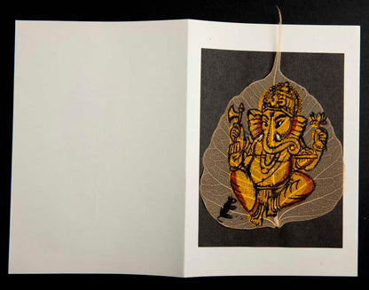 Carte Artisanale Ganesh – Peinture Sur Feuille De Pipal