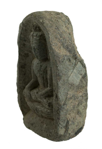Statuette Bouddha en pierre – Sculpture spirituelle artisanale en saponite du Népal