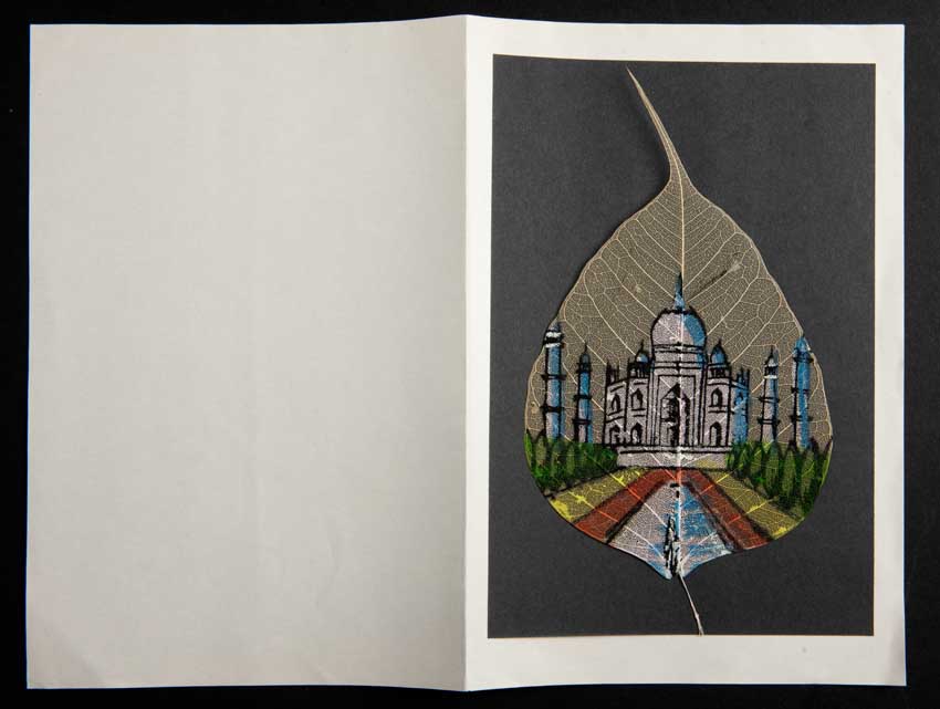 Carte Artisanale Taj Mahal – Peinture Sur Feuille De Pipal