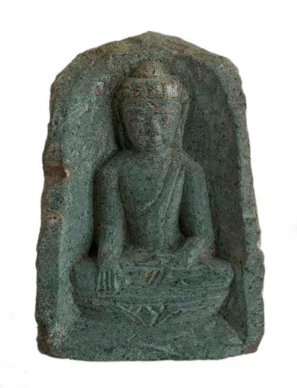 Statuette Bouddha tibétain en pierre – Sculpture artisanale népalaise en saponite