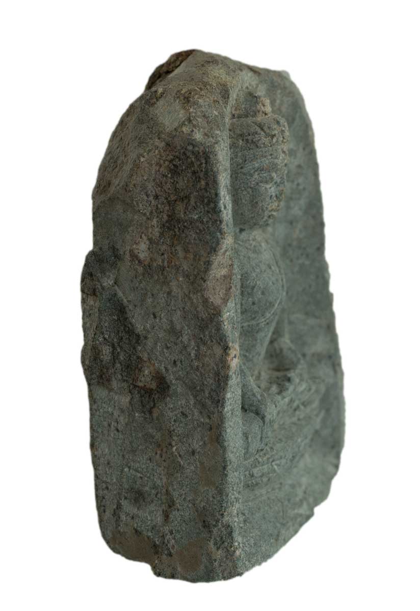 Statuette Bouddha tibétain en pierre – Sculpture artisanale népalaise en saponite