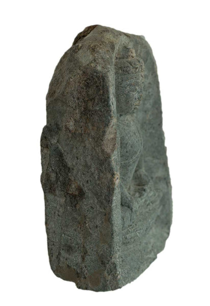 Statuette Bouddha tibétain en pierre – Sculpture artisanale népalaise en saponite