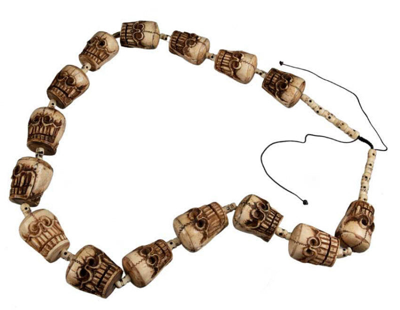 Collier Chamanique Tête De Mort En Os – Amulette Spirituelle Népalaise