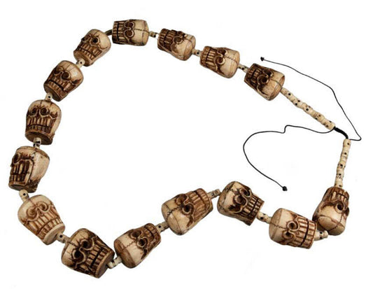 Collier Chamanique Tête De Mort En Os – Amulette Spirituelle Népalaise