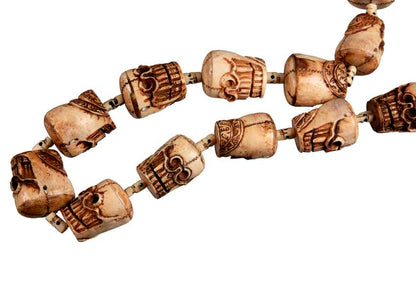Collier Chamanique Tête De Mort En Os – Amulette Spirituelle Népalaise