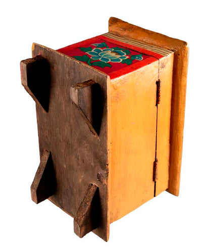 Boîte à bijoux en bois artisanale du Népal – coffret bouddhiste décor Conque, Lotus et Nœud infini