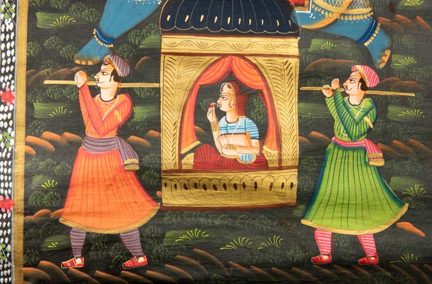 Peinture Moghole Pichwai Indienne – Procession Royale du Maharaja