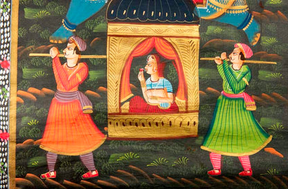 Peinture Moghole Pichwai Indienne – Procession Royale du Maharaja