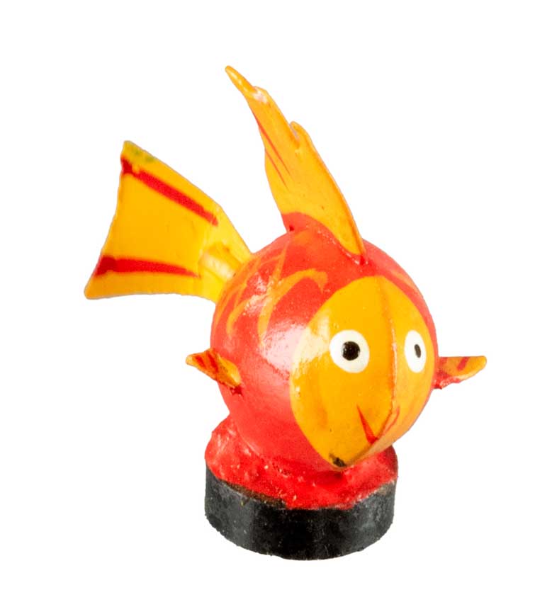 Magnet Poisson Exotique Orange En Coque De Pistache – Artisanat Miniature