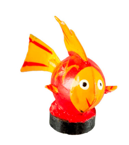 Magnet Poisson Exotique Orange En Coque De Pistache – Artisanat Miniature