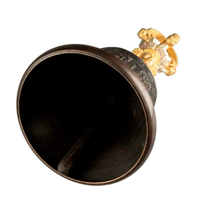 Cloche Bouddhiste Tibétaine avec Dorjé Vajra et Étui – Grande Cloche Artisanale du Népal