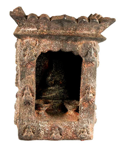 Autel bouddhiste avec statue de Bouddha 31 cm – temple de méditation artisanal
