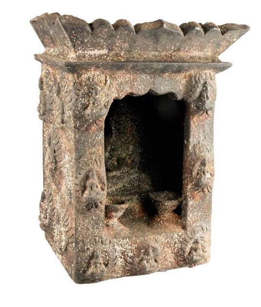 Autel bouddhiste avec statue de Bouddha 31 cm – temple de méditation artisanal