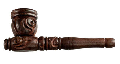 Pipe Indienne Sculptée En Bois – Objet Ethnique Artisanal De Collection