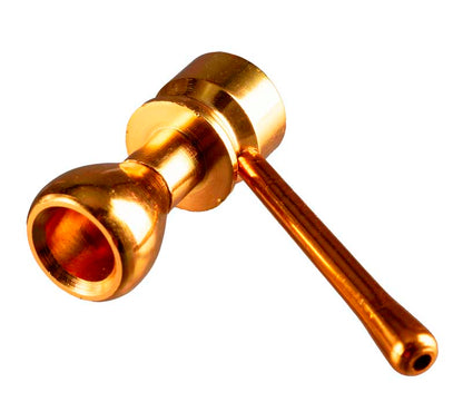 Pipe Indienne En Aluminium Jaune – Objet Ethnique Artisanal De Collection