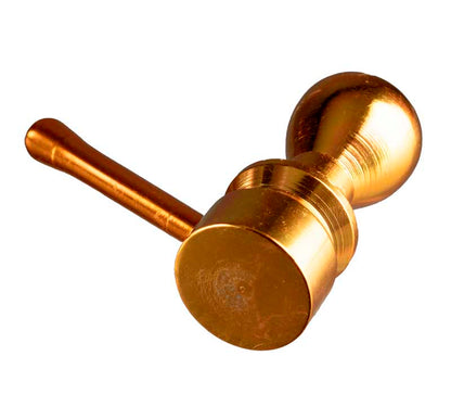 Pipe Indienne En Aluminium Jaune – Objet Ethnique Artisanal De Collection