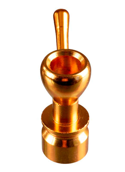 Pipe Indienne En Aluminium Jaune – Objet Ethnique Artisanal De Collection