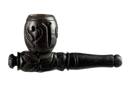 Pipe Indienne Sculptée – Objet Ethnique Artisanal En Bois