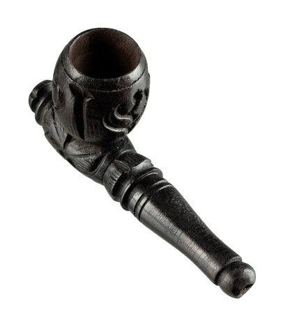 Pipe Indienne Sculptée – Objet Ethnique Artisanal En Bois