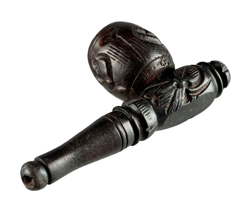 Pipe Indienne Sculptée – Objet Ethnique Artisanal En Bois