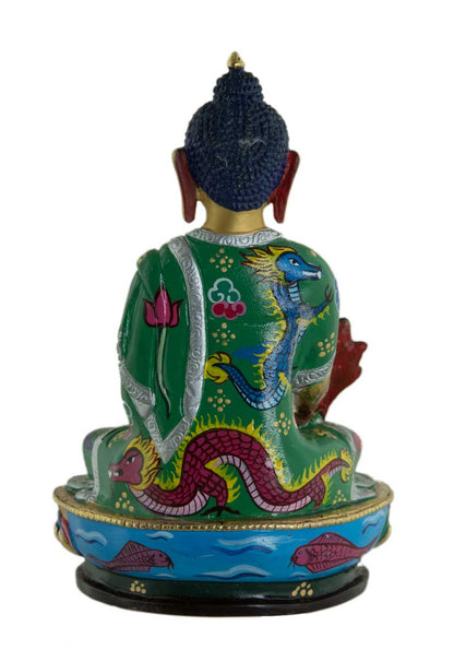 Statue tibétaine du Bouddha de la Médecine en bronze doré à l’or 24 carats – Artisanat sacré du clan Shakya de Patan