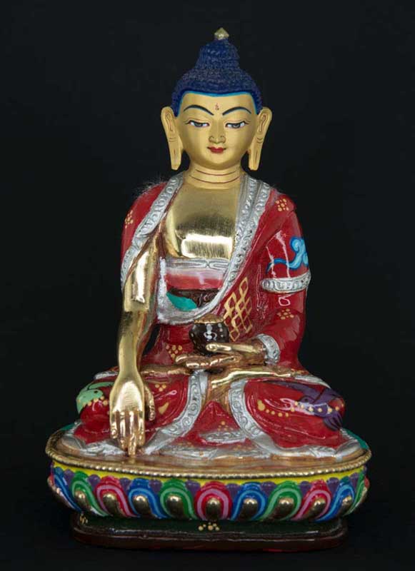 Statue tibétaine de Bouddha Shakyamuni en bronze doré – Artisanat sacré du clan Shakya de Patan