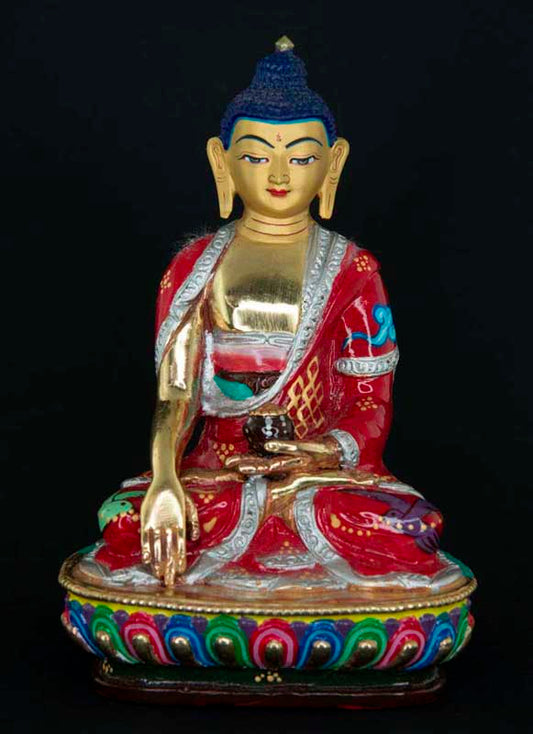 Statue tibétaine de Bouddha Shakyamuni en bronze doré – Artisanat sacré du clan Shakya de Patan