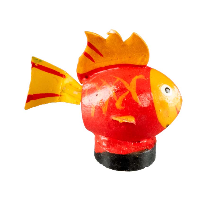 Magnet Poisson Exotique Orange En Coque De Pistache – Artisanat Miniature