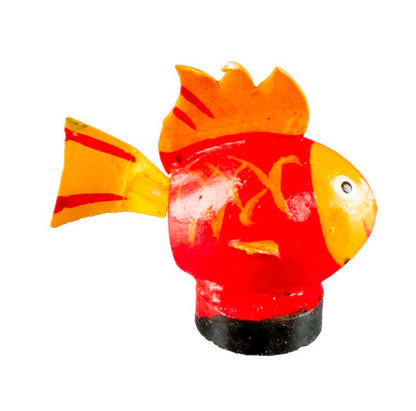 Magnet Poisson Exotique Orange En Coque De Pistache – Artisanat Miniature