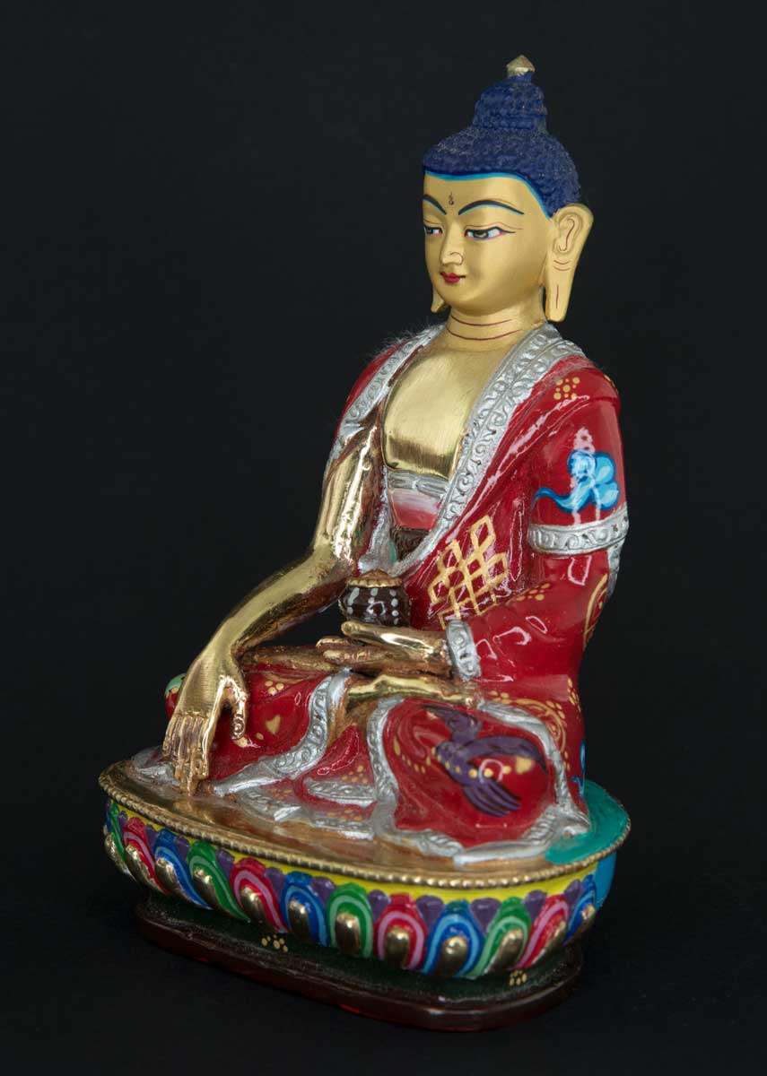 Statue tibétaine de Bouddha Shakyamuni en bronze doré – Artisanat sacré du clan Shakya de Patan