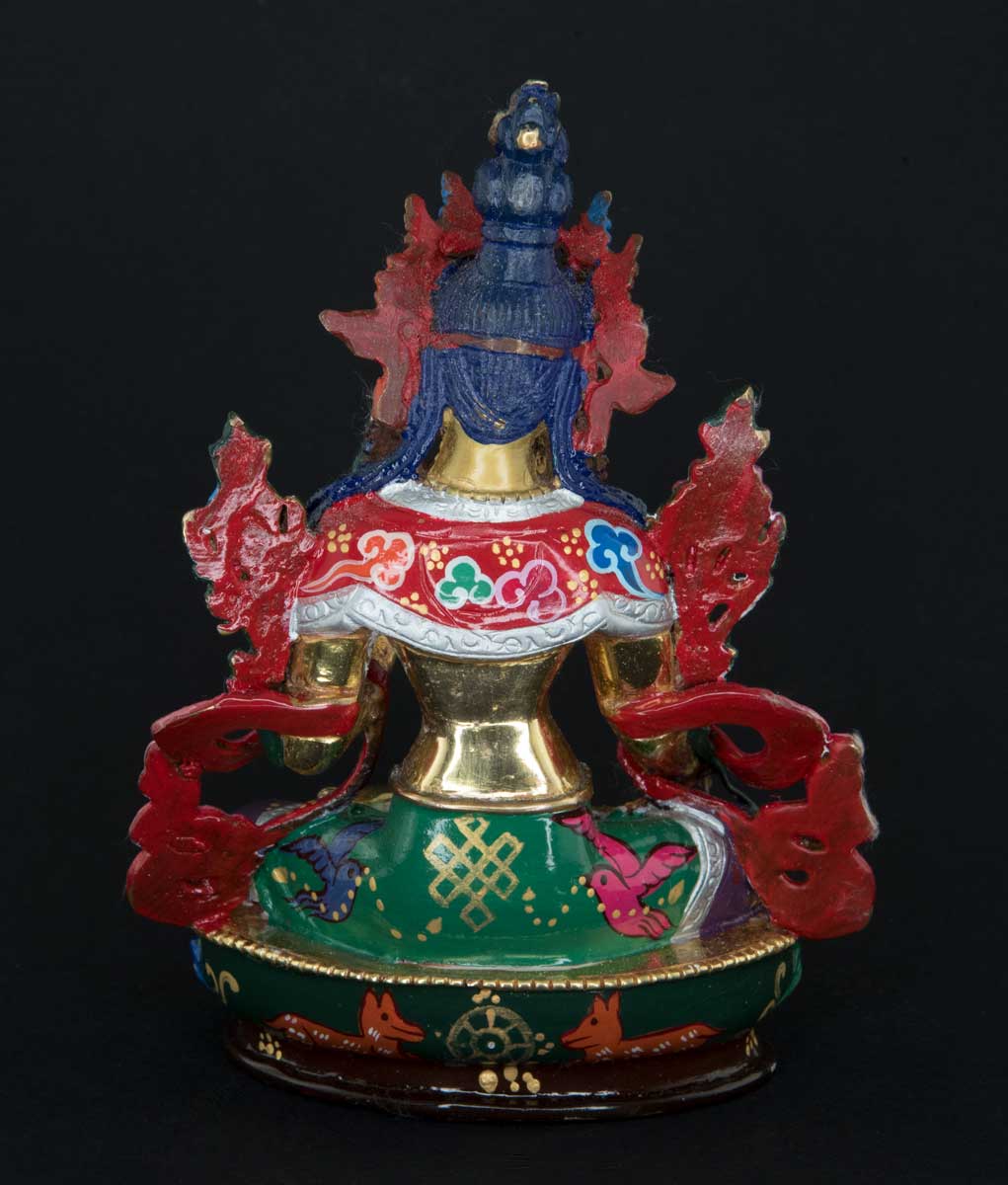 Statue Bouddhiste Tara Blanche En Cuivre Doré Multicolore – Artisanat De Patan Au Népal