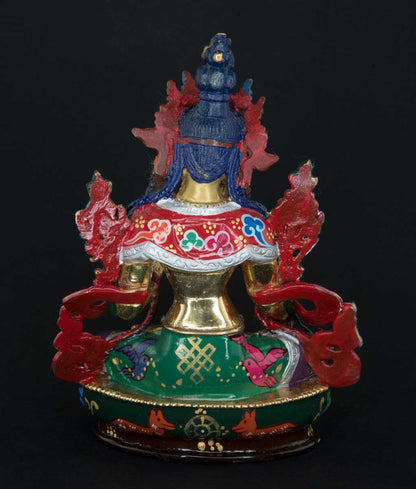 Statue Bouddhiste Tara Blanche En Cuivre Doré Multicolore – Artisanat De Patan Au Népal