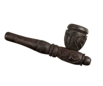 Pipe Indienne Sculptée En Bois – Objet Ethnique Artisanal De Collection