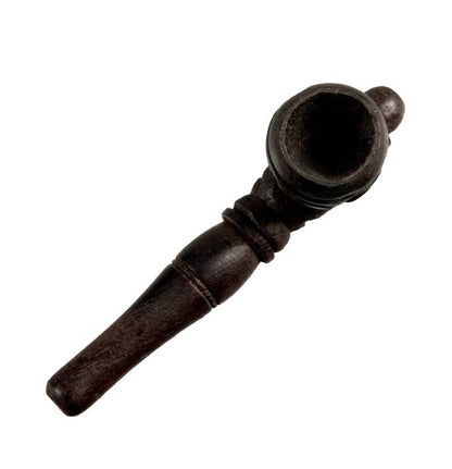 Pipe Indienne Sculptée En Bois – Objet Ethnique Artisanal De Collection