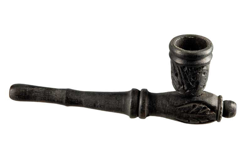 Pipe Indienne Sculptée En Bois – Objet Ethnique Artisanal De Collection