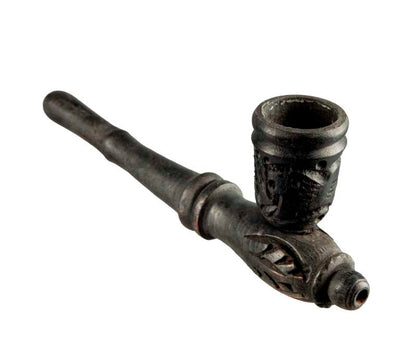 Pipe Indienne Sculptée En Bois – Objet Ethnique Artisanal De Collection