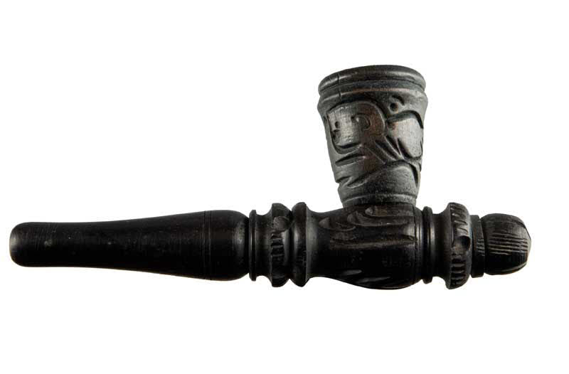 Pipe Indienne Ancienne En Bois – Objet Ethnique Artisanal De Collection