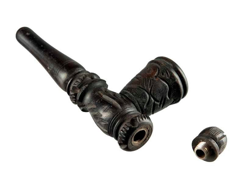 Pipe Indienne Ancienne En Bois – Objet Ethnique Artisanal De Collection