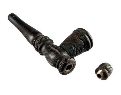 Pipe Indienne Ancienne En Bois – Objet Ethnique Artisanal De Collection