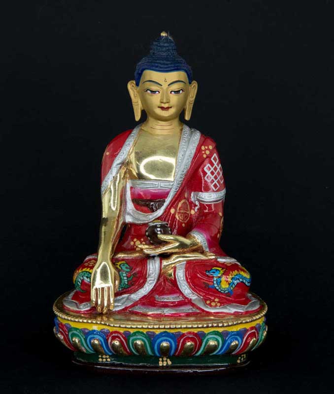 Statue tibétaine de Bouddha Shakyamuni en bronze doré – Artisanat sacré du clan Shakya de Patan