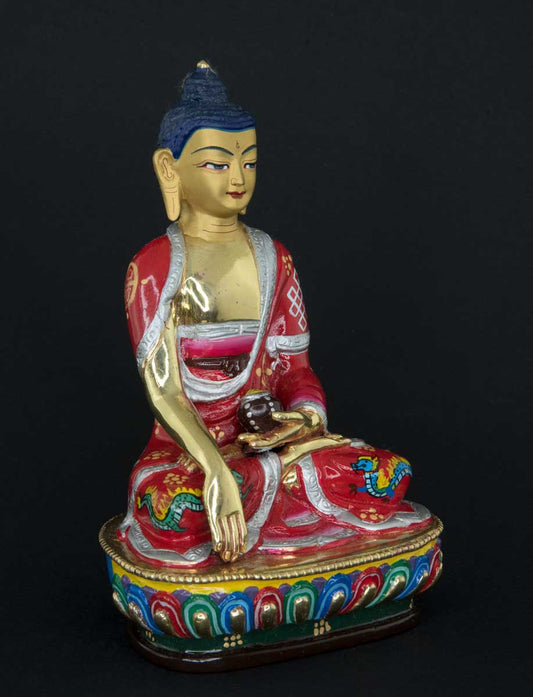 Statue tibétaine de Bouddha Shakyamuni en bronze doré – Artisanat sacré du clan Shakya de Patan