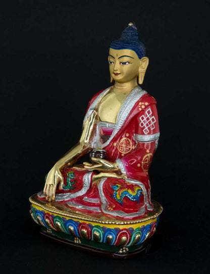 Statue tibétaine de Bouddha Shakyamuni en bronze doré – Artisanat sacré du clan Shakya de Patan