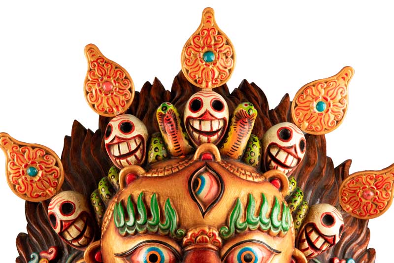 Masque Mahakala Tibétain Dharmapala En Bois – Danse Cham Du Népal