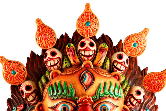 Masque Mahakala Tibétain Dharmapala En Bois – Danse Cham Du Népal