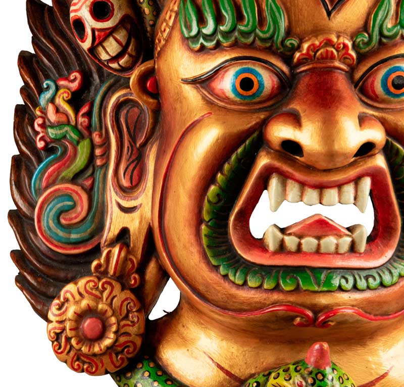 Masque Mahakala Tibétain Dharmapala En Bois – Danse Cham Du Népal