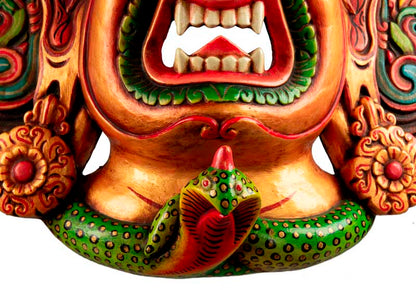 Masque Mahakala Tibétain Dharmapala En Bois – Danse Cham Du Népal