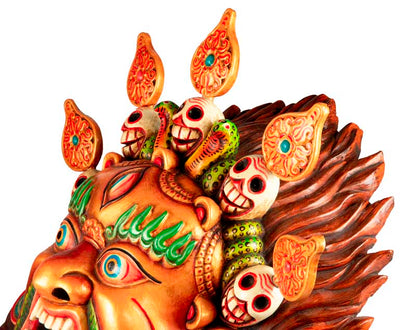 Masque Mahakala Tibétain Dharmapala En Bois – Danse Cham Du Népal