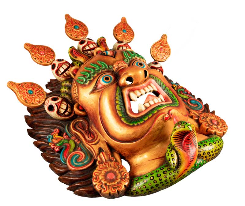 Masque Mahakala Tibétain Dharmapala En Bois – Danse Cham Du Népal