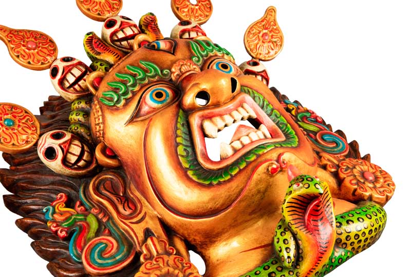 Masque Mahakala Tibétain Dharmapala En Bois – Danse Cham Du Népal